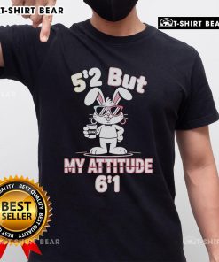 Alt Text: Funny Bunny 5 2 But My Attitude 6 1 T-Shirt featuring a playful bunny graphic and humorous text, perfect for casual wear.