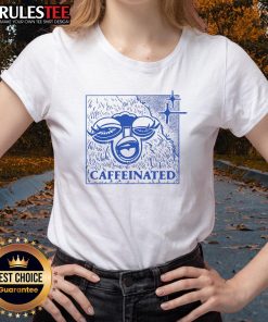 Alt Text: Funny caffeinated sloth graphic on a sleepy animal coffee lover ladies tee shirt design.