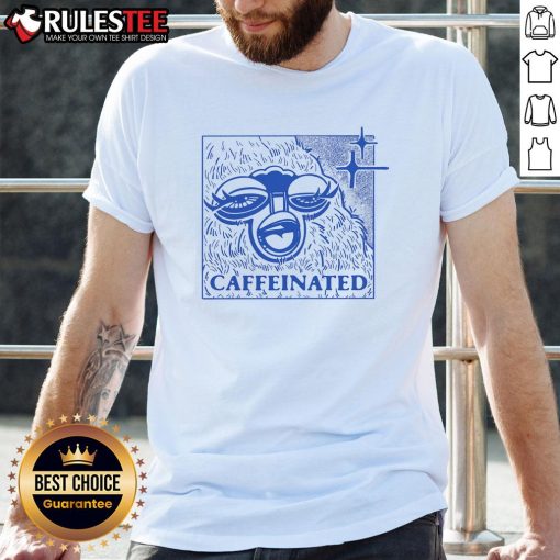 Alt Text: Funny caffeinated sloth graphic on a t-shirt, perfect for coffee lovers and sleepy animal enthusiasts.