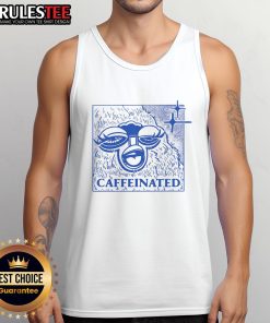 Alt Text: Funny caffeinated sloth wearing a tank top, showcasing its love for coffee, perfect for sleepy animal lovers.
