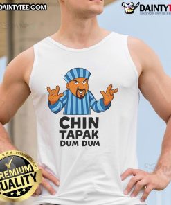 Funny Chin Tapak Dum Dum Tank Top featuring a humorous graphic, perfect for casual wear and showcasing fun style.