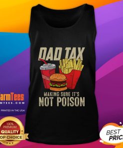 Funny Dad in a tank top reading 'Not Poison' celebrating Father's Day with humor and style.
