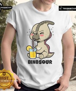 Funny dinosaur cute Parasaurolophus lemon T-shirt design featuring a playful dino graphic on a vibrant background.