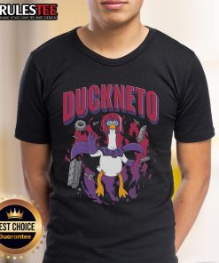 Funny Duckneto Marvel Magneto Duck T-Shirt featuring a playful duck in superhero attire, perfect for comic fans.