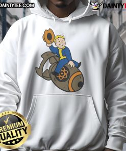 Funny Fallout Nuclear Bomb Hoodie featuring a playful design that showcases a cartoon-style nuclear bomb graphic.