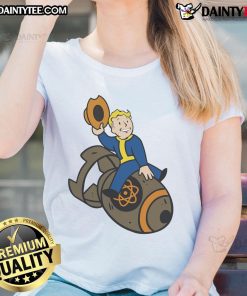 Funny Fallout Nuclear Bomb Ladies Tee featuring a humorous design perfect for fans of the Fallout video game series.