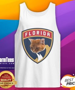 Funny Florida Panthers cat logo tank top featuring a playful design for fans and pet lovers, perfect for summer wear.