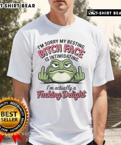 Funny Frog t-shirt with the phrase I'm Sorry My Resting Bitch Face Is Intimidating for a humorous and stylish look.