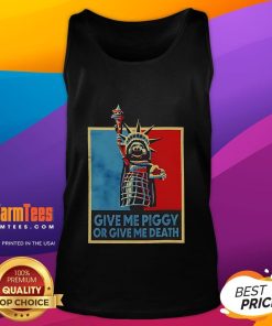 Funny 'Give Me Piggy or Give Me Death' Tank Top featuring a humorous design perfect for casual wear and pig lovers.