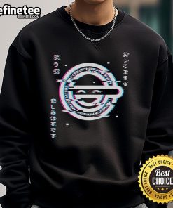 Alt Text: Funny glitch laughing man design on Ghost in the Shell logo sweatshirt, perfect for anime and streetwear fans.