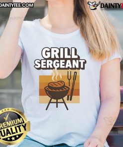 Funny Grill Sergeant Father's Day Ladies Tee featuring a humorous design perfect for celebrating dads who love grilling.