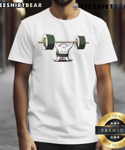 Funny healthy food gym t-shirt featuring vibrant graphics of fruits and vegetables, perfect for fitness enthusiasts.