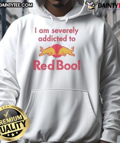 Funny 'I Am Severely Addicted To Redbull' hoodie design featuring vibrant colors and bold text for energy drink lovers.