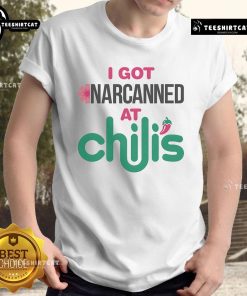 Funny 'I Got Narcanned At A Chili's Chain Restaurant' T-Shirt featuring humorous graphic design, perfect for casual wear.