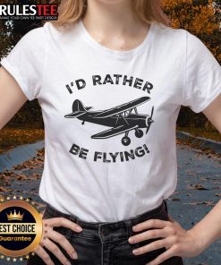 Funny 'I'd Rather Be Flying' pilot aviation tee for ladies featuring an airplane graphic, perfect for aviation enthusiasts.