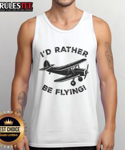 Funny 'I'd Rather Be Flying' pilot tank top featuring an airplane graphic, perfect for aviation enthusiasts.