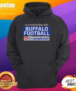 Funny 'In a Relationship with Buffalo Football' hoodie showcasing humor and team spirit for football fans.
