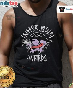 Funny in Her Own Words tank top featuring a playful face and tongue design, perfect for humor-loving fashion enthusiasts.