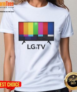 Funny LGBTV LGBT Ladies Tee featuring vibrant colors and a playful design, perfect for expressing pride and humor.