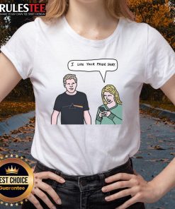 Funny Meme I Like You Pride Ladies Tee featuring vibrant colors and playful graphics celebrating love and inclusivity.