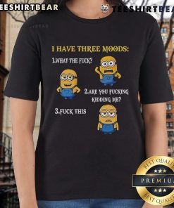 Alt Text: Funny Minion graphic tee showcasing three moods: confusion, disbelief, and frustration - perfect for casual wear.