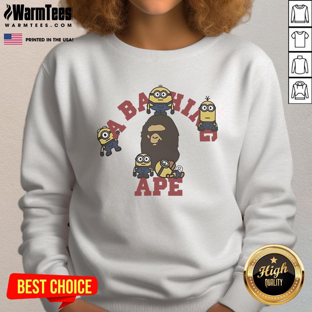 Funny Minions A Bathing Ape Sweatshirt Funny Minions A Bathing Ape sweatshirt featuring vibrant colors and playful design, perfect for casual wear.