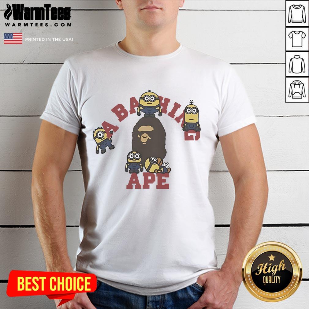 Funny Minions A Bathing Ape T Shirt Funny Minions A Bathing Ape T-Shirt featuring playful Minion graphics on a stylish streetwear design. Perfect for fans!