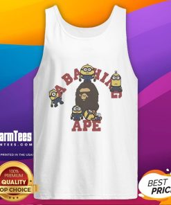 Funny Minions A Bathing Ape tank top featuring colorful cartoon characters in a playful design.