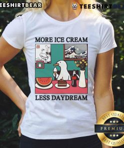 Funny More Ice Cream Less Daydream Goose Ladies Tee featuring a whimsical goose design perfect for casual summer wear.