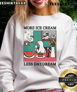 Alt Text: Funny More Ice Cream Less Daydream Goose Sweatshirt featuring a playful graphic design and vibrant colors.