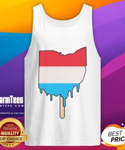Funny Ohio Popsicle Map Tank Top featuring a colorful graphic of Ohio's favorite frozen treats.