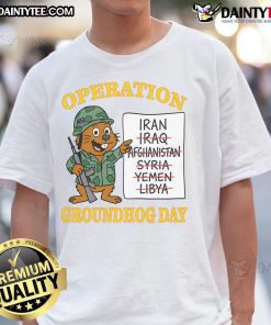 Funny Operation Groundhog Day T-Shirt featuring a humorous design and playful graphics perfect for fans of the classic film.