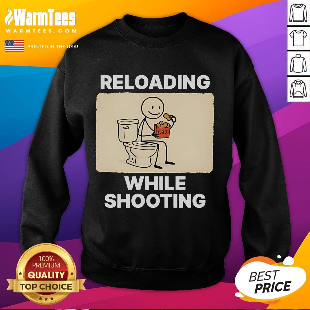 Funny Reloading While Shooting Toilet Humor Sweatshirt Funny reloading while shooting toilet humor sweatshirt featuring a quirky design for humor lovers and gun enthusiasts.