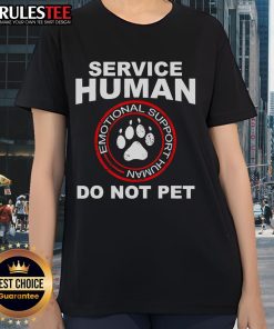 Funny service human dog owner tee showcasing emotional support humor for dog lovers and pet owners.