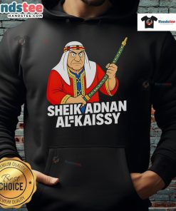 Funny Sheik Adnan Al Kaissy cartoon hoodie featuring a colorful design of the iconic wrestling personality.