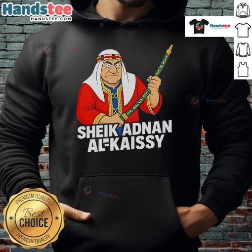 Funny Sheik Adnan Al Kaissy cartoon hoodie featuring a colorful design of the iconic wrestling personality.