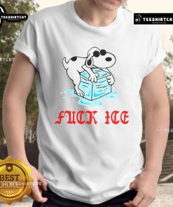Funny Snoopy Fck Ice Ivory T-Shirt featuring a playful Snoopy graphic with vibrant colors and a humorous message.
