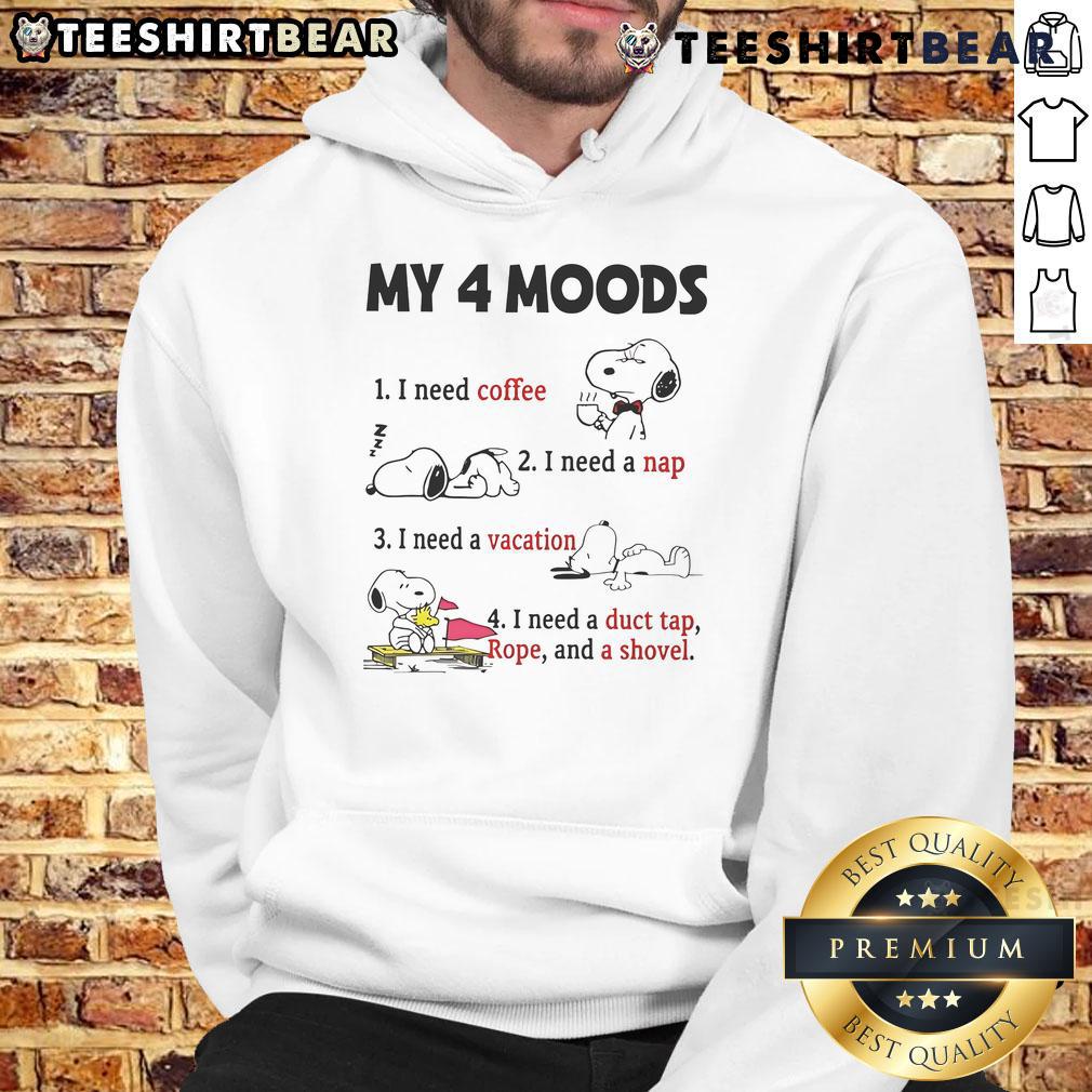 Funny Snoopy My 4 Moods I Need Coffee I Need A Nap I Need A Vacation Hoodie Funny Snoopy hoodie showcasing my 4 moods: need coffee, need a nap, need a vacation. Perfect for Snoopy fans!