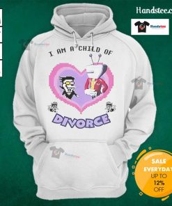 Funny Spamton 'I Am A Child Of Divorce' hoodie design featuring vibrant colors and playful text for unique fashion statement.