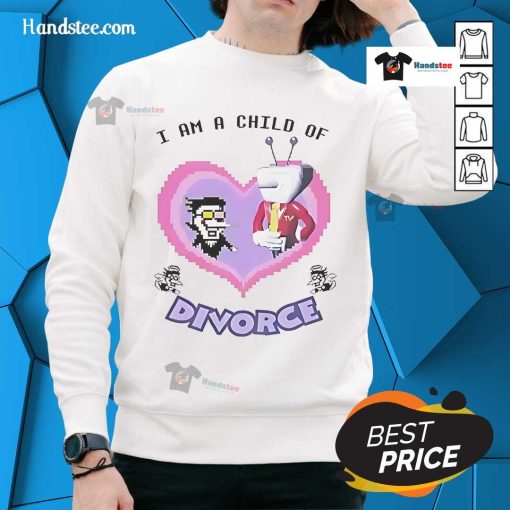 Funny Spamton 'I Am A Child of Divorce' sweatshirt featuring vibrant graphics and a playful design perfect for casual wear.