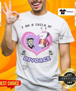 Funny Spamton 'I Am A Child Of Divorce' T-Shirt featuring a humorous design perfect for fans of Deltarune merchandise.