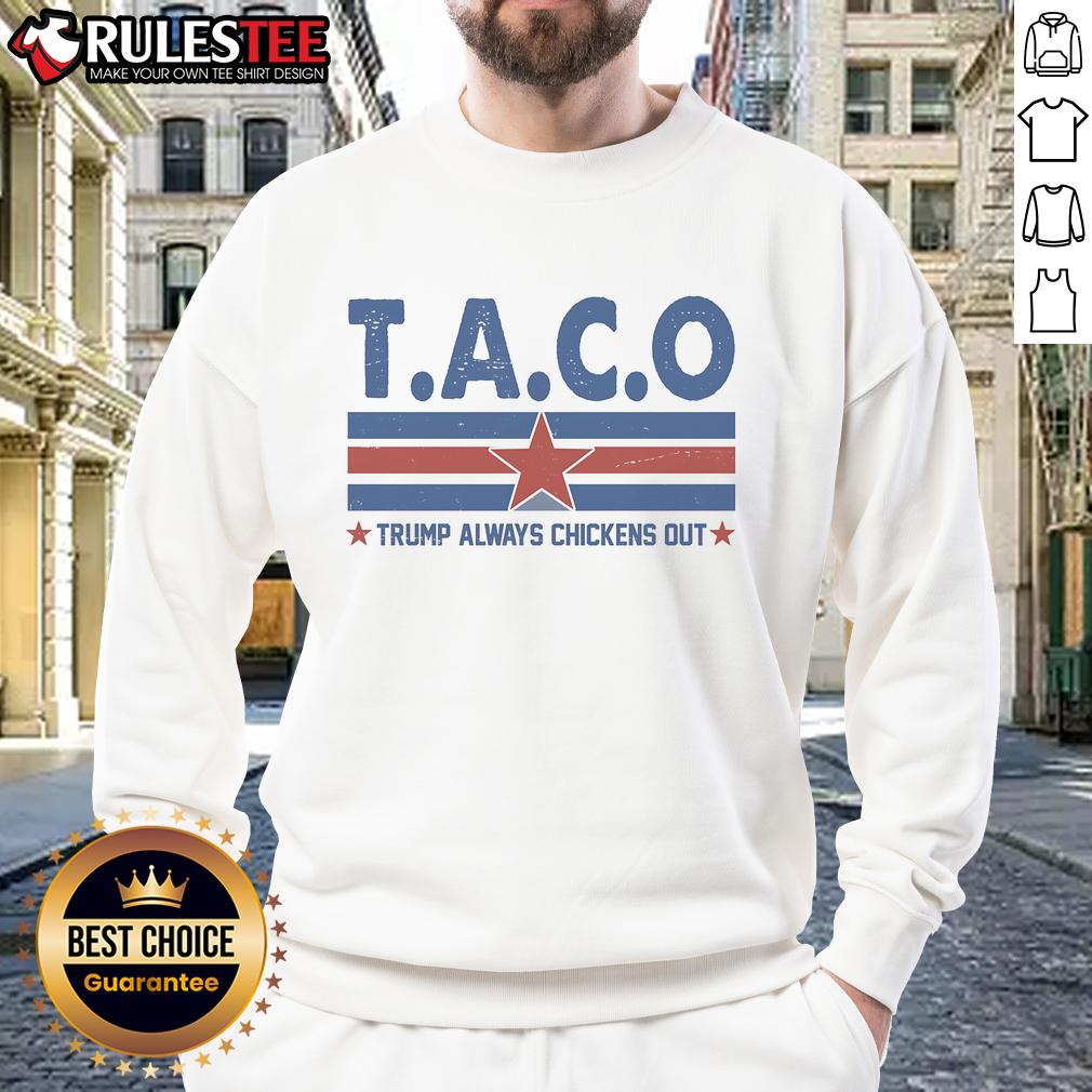 Funny Taco Trump Always Chickens Out Sweatshirt Funny TACO Trump Always Chickens Out Sweatshirt featuring a humorous taco design and playful text for casual wear.