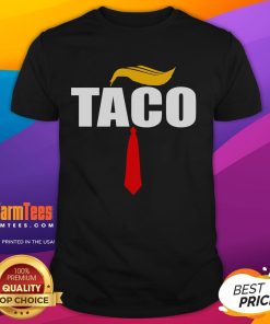 Funny Taco Trump Hair Tie T-Shirt featuring a quirky taco graphic with Trump's iconic hair for a humorous twist.