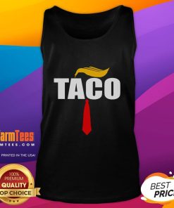 Funny taco-themed Trump hair tie tank top featuring a humorous graphic design for casual wear and taco lovers.