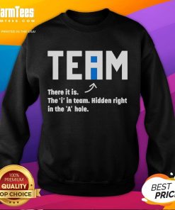 Funny sweatshirt featuring 'The I in Team' graphic, highlighting humor in teamwork with a playful design.