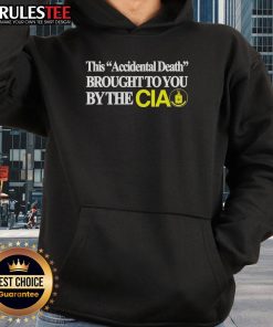 Funny CIA hoodie design featuring a humorous take on accidental death, perfect for casual wear and laughs.