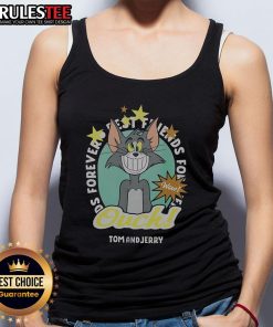 Funny Tom and Jerry Ouch Forever Best Friends tank top featuring iconic cartoon characters in a playful design.