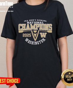 Alt Text: Funny Washington Huskies 2025 IRA Men's Rowing National Champions Ladies Tee featuring humorous design and team colors.