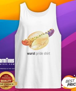 Funny Wurst Pride Tank Top featuring a vibrant sausage graphic, perfect for summer festivals and LGBTQ+ celebrations.