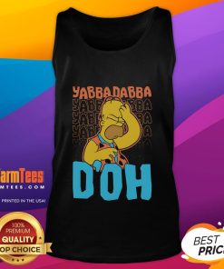 Funny Yabba Dabba Doh Homer Stone Age tank top featuring a cartoon design perfect for fans of The Flintstones.